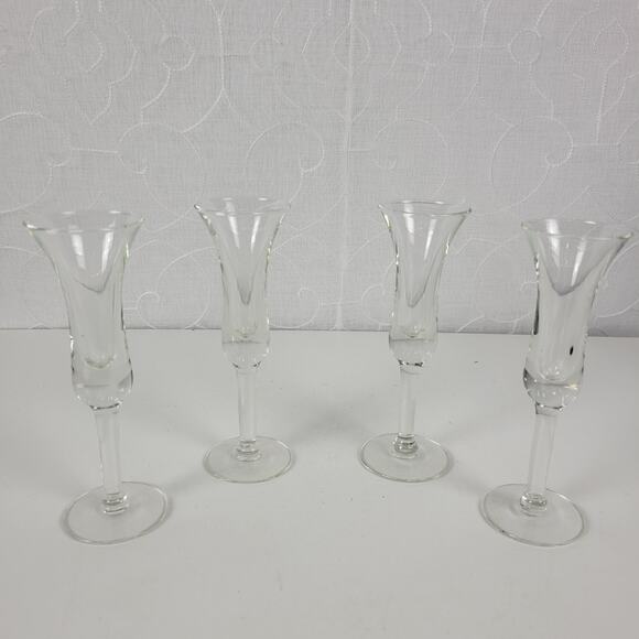 Vintage MCM Blown Clear Glass Cordial Liquor Cocktail 6" Tall Set of 4‎ Glasses - Picture 9 of 13